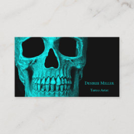 Tarjeta De Visita Skull Gothic Oscuro Verde azulado Negro Macabre Ta