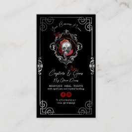 Tarjeta De Visita Skull Tarot Design Black Business Card