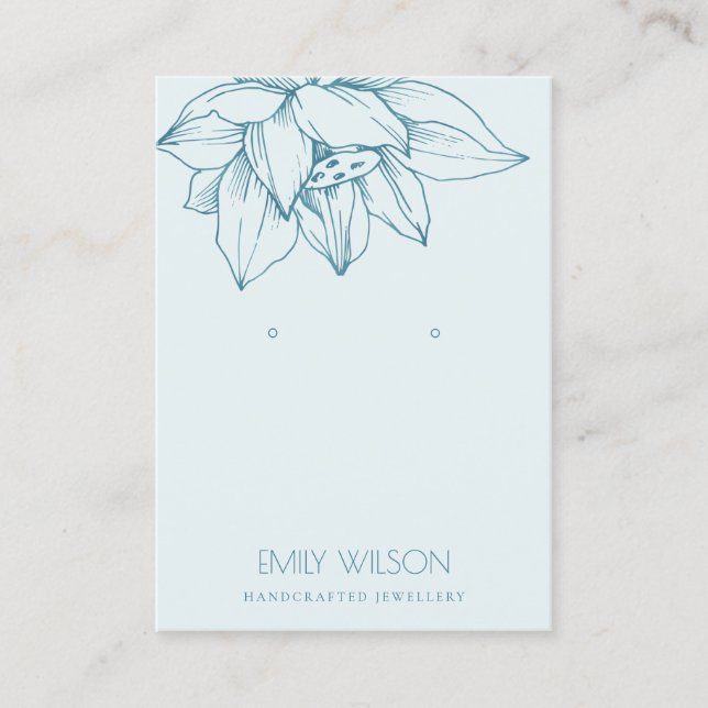 TARJETA DE VISITA SKY AQUA VERDE AZULADO LOTUS AZUL SIMPLE PANTALLA  (Anverso)