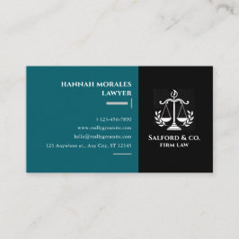 Tarjeta De Visita Sky Blue & Black Minimalist Attorney Modern Lawyer