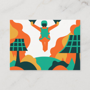 Tarjeta De Visita Skydiver Descending Over Solar Powered Landscape