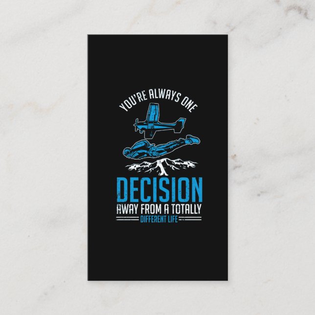 Tarjeta De Visita Skydiving Extreme Sport Lover Hobby Paraglier (Anverso)
