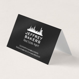 Tarjeta De Visita Skyline de la ciudad   Textura negra