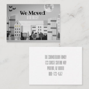 Tarjeta De Visita Skyline Monocromo De La Ciudad Nos Mudamos Nueva D