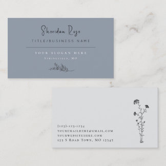 Tarjeta De Visita Slate Blue Botanical Sprig