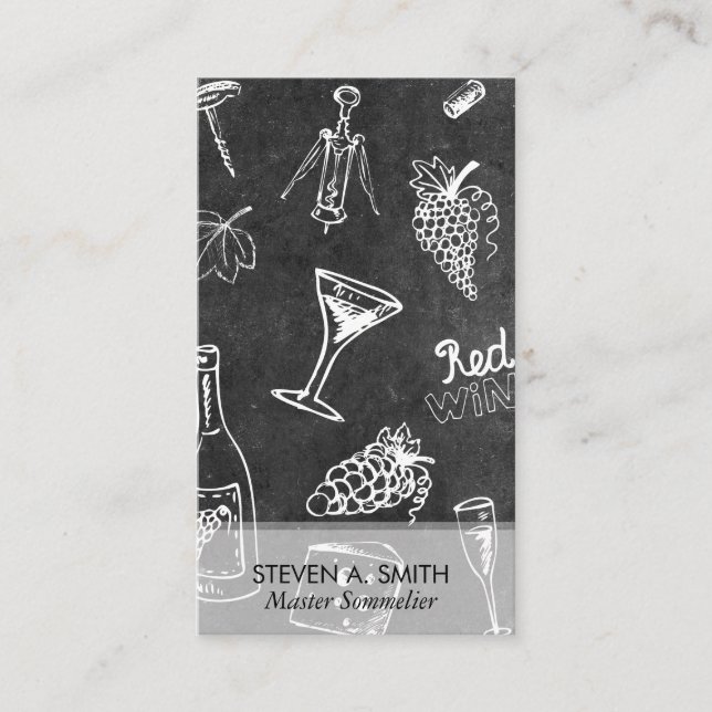 Tarjeta De Visita Slate de patrón de vino | Sommelier (Anverso)