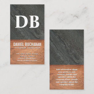 Tarjeta De Visita Slate monograma   Madera