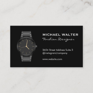 Tarjeta De Visita Sleek Black Luxury Watch