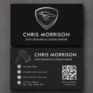 Tarjeta De Visita Sleek Car Detener Shield QR Code Professional
