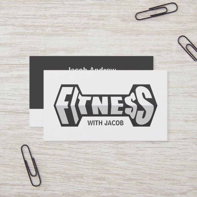 Tarjeta De Visita Sleek Fitness Dumbbell Typography Fitness Training (Anverso/Reverso In Situ)