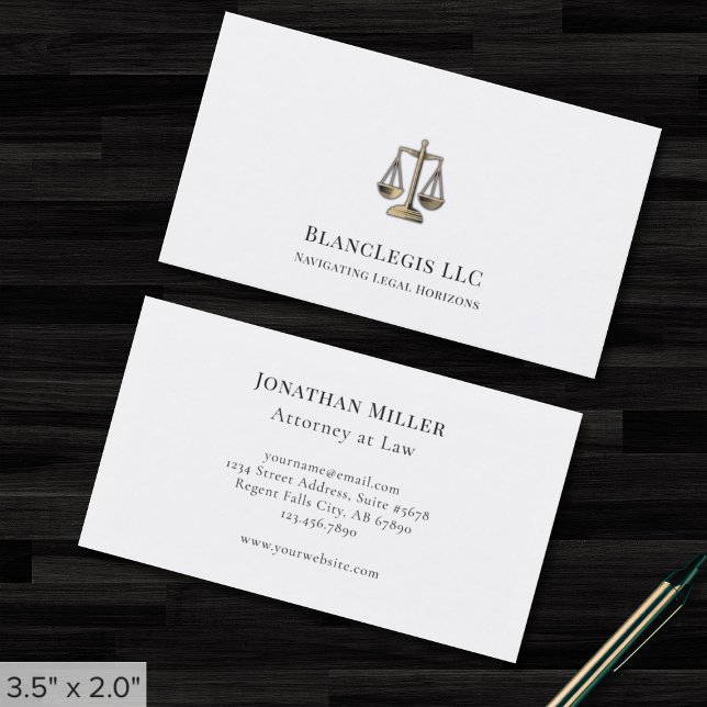 Tarjeta De Visita Sleek Gold Justice Scale Legal Business Card (Subido por el creador)