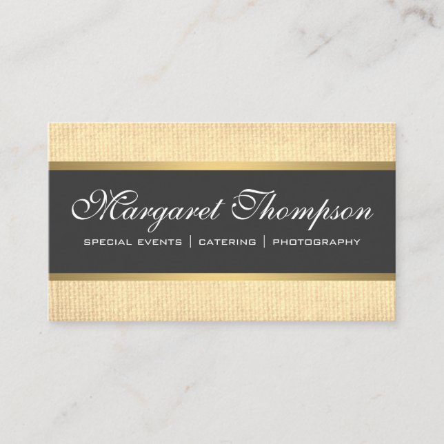 Tarjeta De Visita Sleek Luxe Pattern Gold Trim (Anverso)