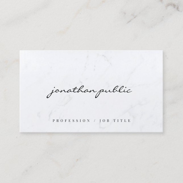 Tarjeta De Visita Sleek Marble Template Calligraphy Script Luxury (Anverso)
