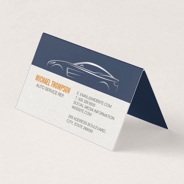 Tarjeta De Visita Sleek Metallic Sports Car Ilustracion (Anverso)
