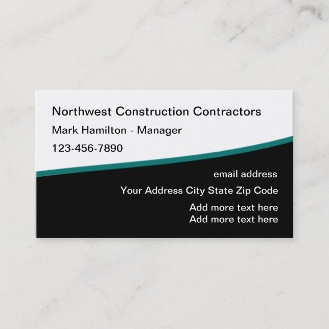 Tarjeta De Visita Sleek Modern Construction Service (Anverso)