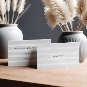 Tarjeta De Visita Sleek Moderno Minimalista Blanco Y Gris Stripe