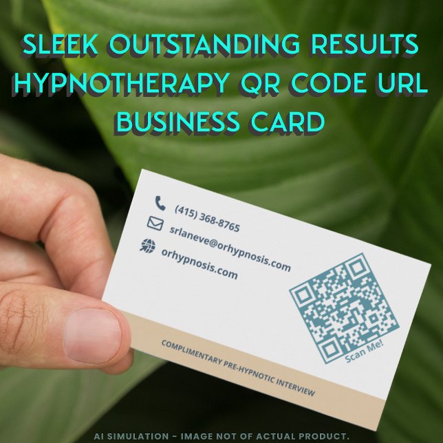 Tarjeta De Visita Sleek Outstanding Results Hypnotherapy QR Code URL (Subido por el creador)