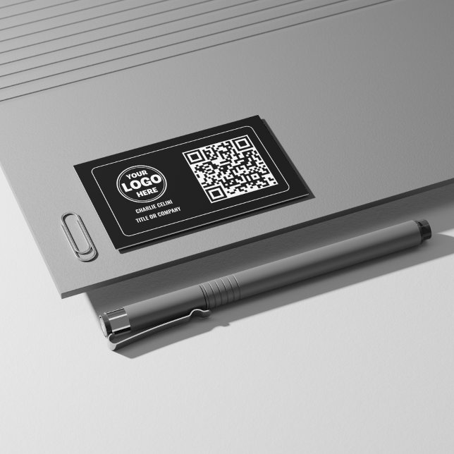 Tarjeta De Visita Sleek QR Code Business Logo: Black Modern (Sleek QR Code Business Logo: Black Modern Professional Business Card)
