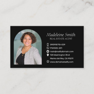 Tarjeta De Visita Sleek Real Estate Agent Black Professional