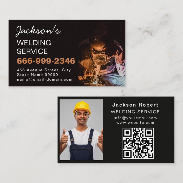 Tarjeta De Visita Sleek Welder Welding Metal Fabricator Metalwork (Anverso / Reverso)