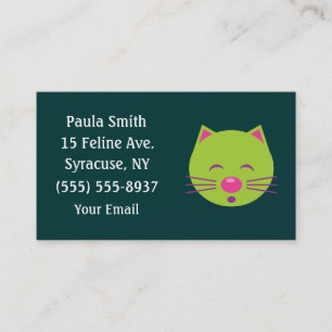 Tarjeta De Visita Sleepy Green Cat Business Cards