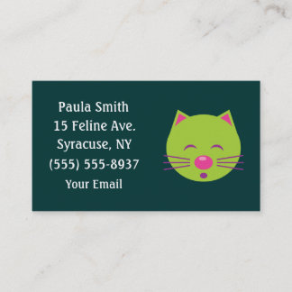 Tarjeta De Visita Sleepy Green Cat Business Cards