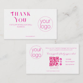 Tarjeta De Visita Small Business Logo Thank You QR Card Blush Pink