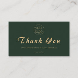 Tarjeta De Visita Small Business Logo Thank You QR Card Olive Gold