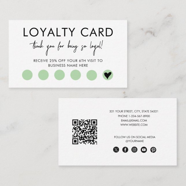 Tarjeta De Visita Small Business QR Code Loyalty Reward Discount (Anverso / Reverso)