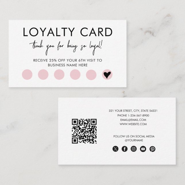 Tarjeta De Visita Small Business QR Code Loyalty Reward Discount (Anverso / Reverso)
