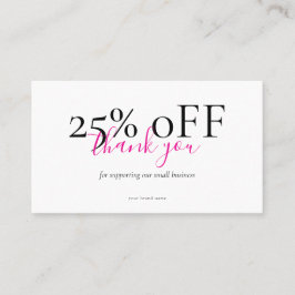 Tarjeta De Visita Small Business Thank You Discount Card Blush