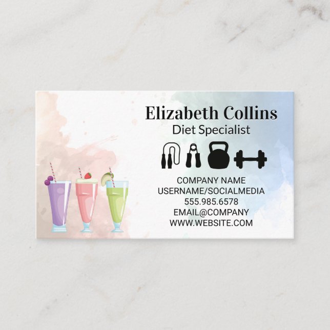 Tarjeta De Visita Smoothies de frutas | Equipo De Gimnasio (Anverso)