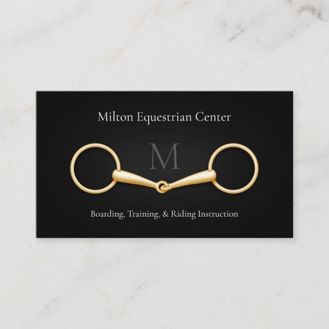 Tarjeta De Visita Snaffle Gold Bit Elegantes Servicios Ecuestres (Anverso)