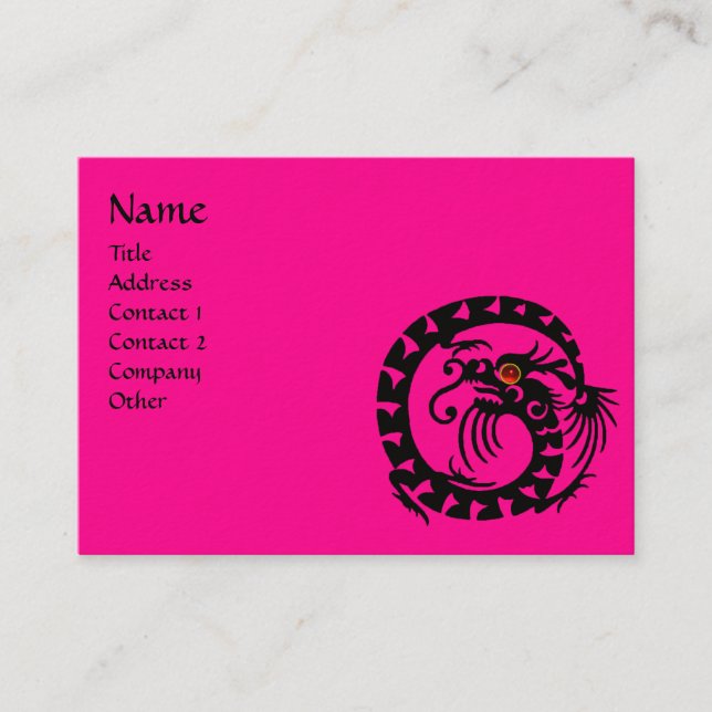 Tarjeta De Visita SNAKE DRAGON RUBY rosa negro y blanco (Anverso)
