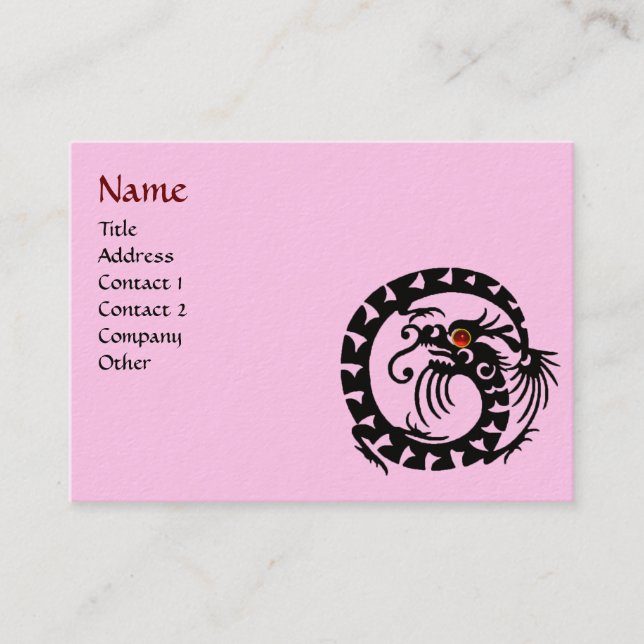 Tarjeta De Visita SNAKE DRAGON RUBY rosa negro y blanco (Anverso)