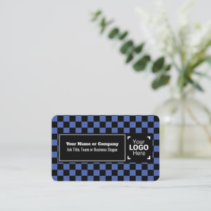 Tarjeta De Visita Snazzy Blue / Black Checkown Text, QR, Logo