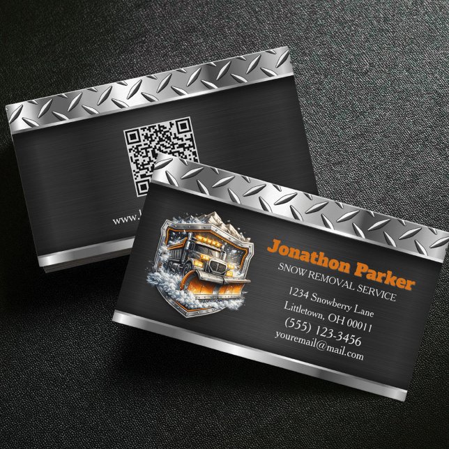 Tarjeta De Visita  Snow Removal Service QR Code Metallic  (Subido por el creador)