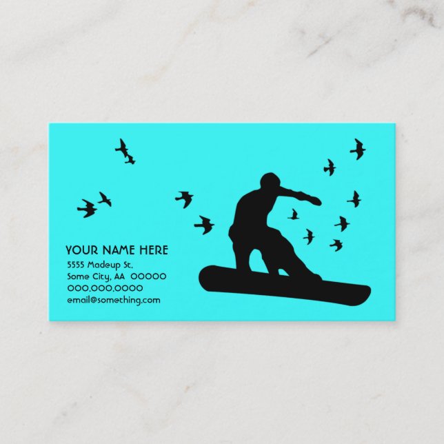 Tarjeta De Visita snowboard con aves : personalizable de color (Anverso)