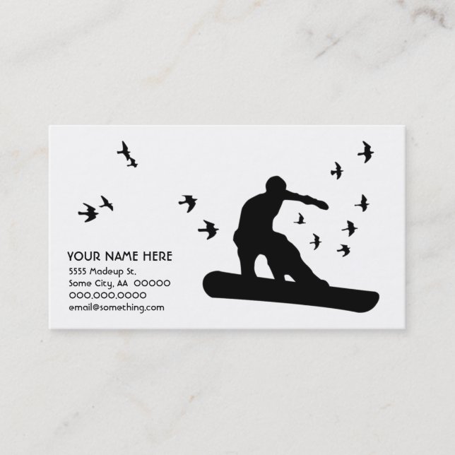 Tarjeta De Visita snowboard con los pájaros (Anverso)