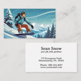Tarjeta De Visita snowboard masculino en la montaña