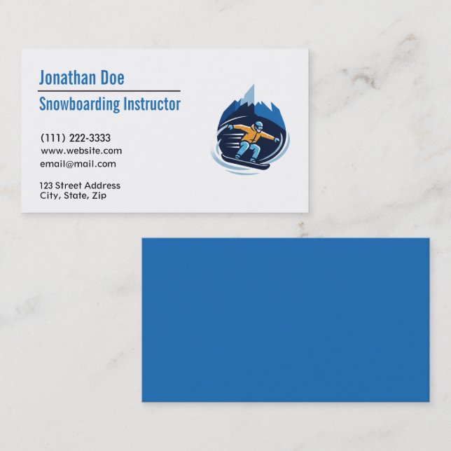 Tarjeta De Visita Snowboarding Instructor Business Card (Anverso / Reverso)