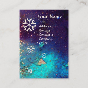 TARJETA DE VISITA SNOWFLAKES EN ESCALLOS DE PLATA EN AZUL NOCTURNO