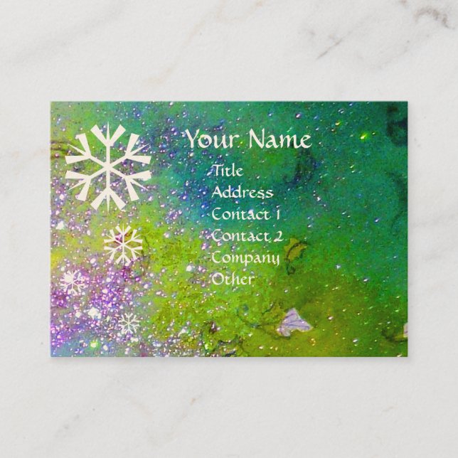 TARJETA DE VISITA SNOWFLAKES EN ESPEJOS DE PLATA (Anverso)