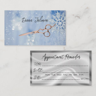 Tarjeta De Visita Snowflakes Winter Hairdresser Nombrado Recordatori
