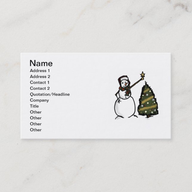 Tarjeta De Visita Snowman Business Card (Anverso)