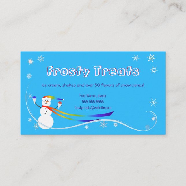 Tarjeta De Visita Snowman Snowcone (Anverso)