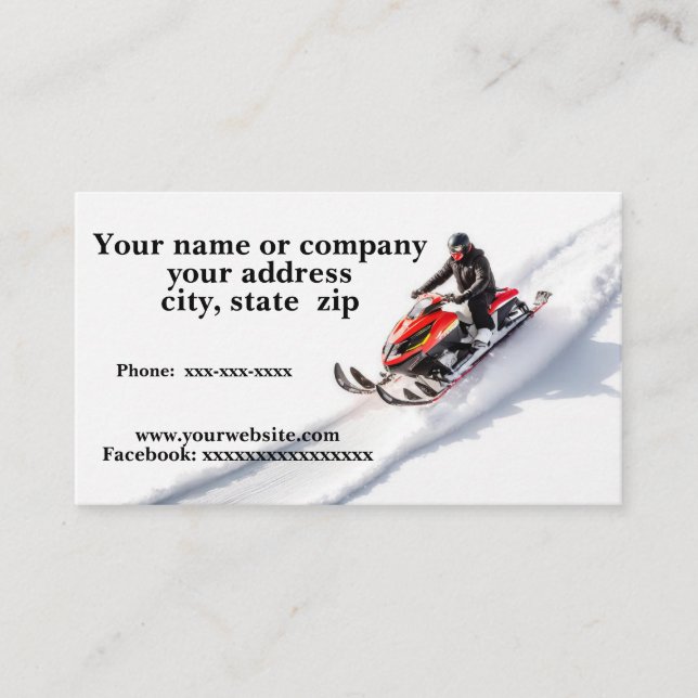 Tarjeta De Visita Snowmobile (Anverso)