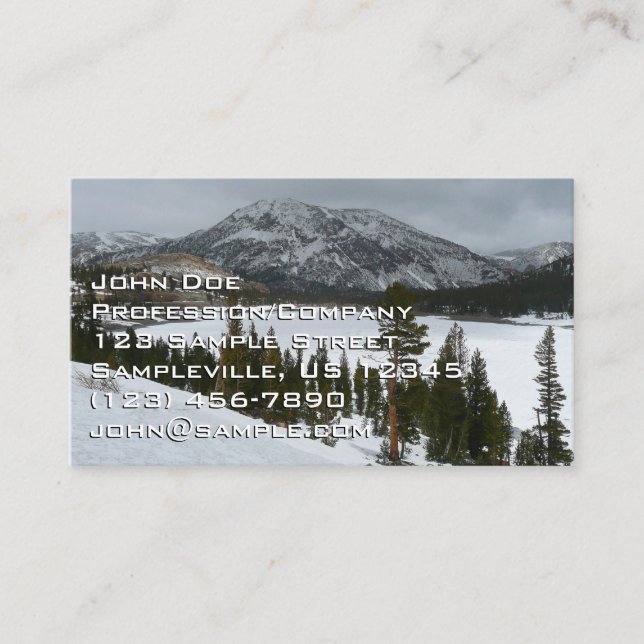 Tarjeta De Visita Snowy Ellery Lake California Winter Landscape (Anverso)