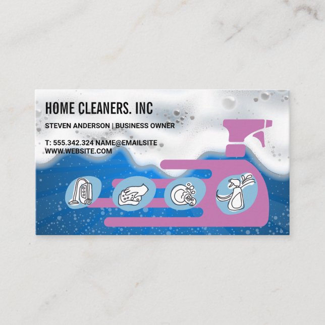 Tarjeta De Visita Soap Bubbles | Cleaning Services Icon (Anverso)