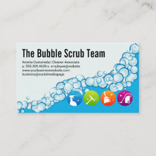 Tarjeta De Visita Soap Bubbles   Iconos de limpieza anitización